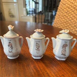 Vintage Precious Moments Ceramic Spice Jars - Set of 3